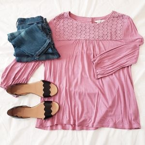 Boden Mauve Embroidered Top